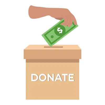 Donate money vector illustration. Charity, donation concept. Hand is  putting a banknote into a donation box. Stock Vector | Adobe Stock