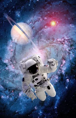 Фотообои на стену Космонавт в открытом космосе - Для мальчиков Космос  Разное Узкие вертикальные Для подростков