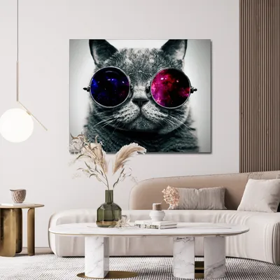 Постер Кот в очках и желтом галстуке на стену купить от 290 рублей в  арт-галерее DasArt