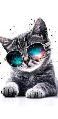 милый крутой кот в солнечных очках, краска, животное, солнечные очки фон  картинки и Фото для бесплатной загрузки