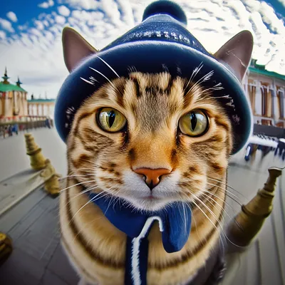 Картинка кот в шапке фотографии