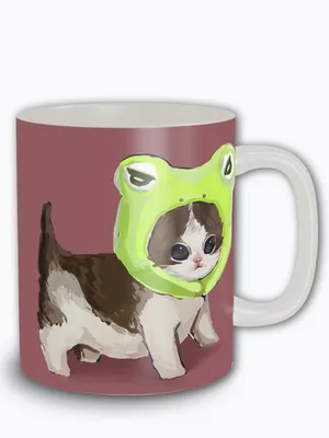 Кружка \"Кружка белая мемы кот в шапке лягушки - 6160\", 330 мл - купить по  доступным ценам в интернет-магазине OZON (410142490)