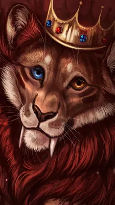 Лев в короне со словом \"король\" | Премиум Фото