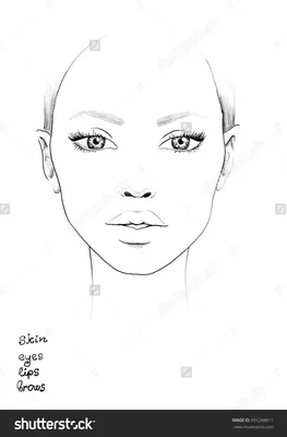 Face chart Makeup Artist Blank. Template. | Лицо набросок, Схемы раскраски  лиц, Холодный макияж