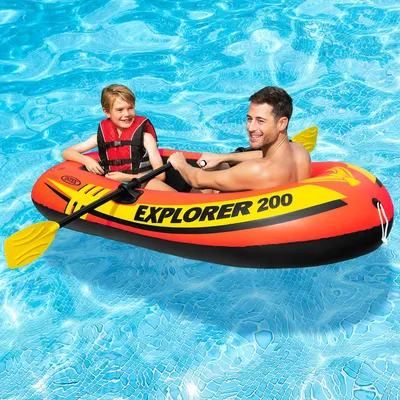 Надувная лодка INTEX 58331 Explorer-200-Set 185*94*41 см, насос и весла,  двухместная - купить по выгодной цене в интернет-магазине OZON (1091602123)