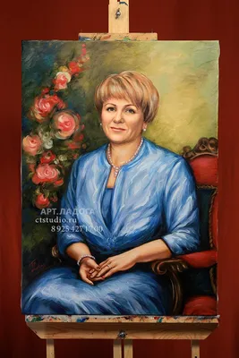Женский портрет маслом «Дама с розами»