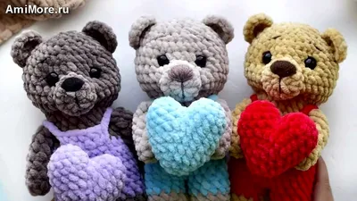 Crochet bear with a heart // Master class // A gift from the heart - YouTube