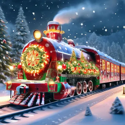 Картинка новогодний поезд фото