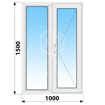 Двухстворчатое пластиковое окно 1000x1500 Г-П - купить недорого в Москве,  фото, отзывы, цена от 9500 руб.