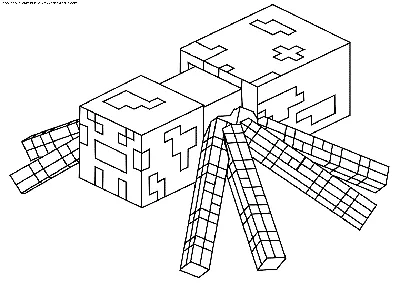 Раскраска Паук Майнкрафта | Раскраски Майнкрафт. Раскраски для мальчика из  игры Майнкрафт