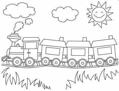 детский рисунок игрушечного поезда с вагонами. Иллюстрация штока -  иллюстрации насчитывающей старо, икона: 215759081