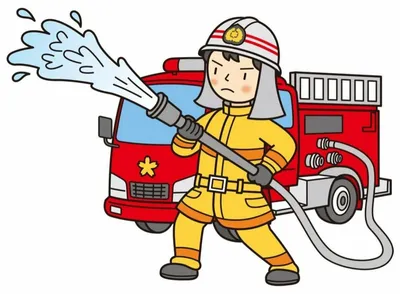 Funny fireman with axe and extinguisher Stock Illustration by  ©illustrator_hft #133186338