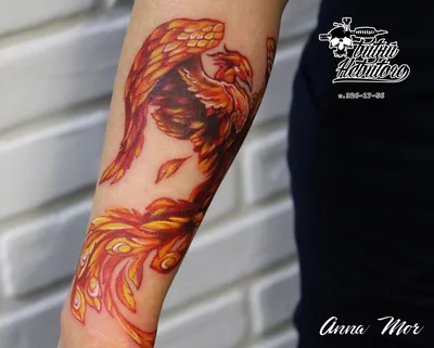 Bykovtattoo - Птица Феникс – символ вечной жизни. Говорят, такие тату  приносят удачу. Это изображение не частый вариант татуировок, но тем не  менее пользуется популярностью как у мужчин, так и у женщин.