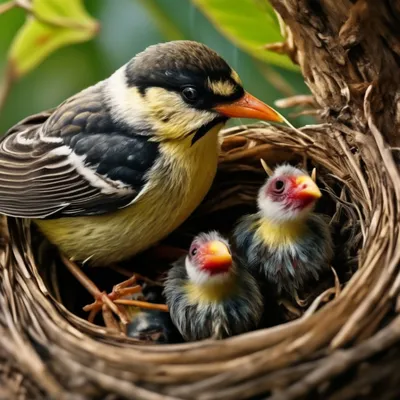 Гнездо. Птицы кормят птенцов, Grey Warbler, Серая славка - YouTube