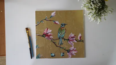 рисунок выполнен акварельными красками. птицы и цветы нарисованы на бумаге  Иллюстрация штока - иллюстрации насчитывающей творчество, гранж: 217642150