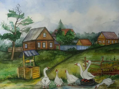 Рисунок села - 42 фото