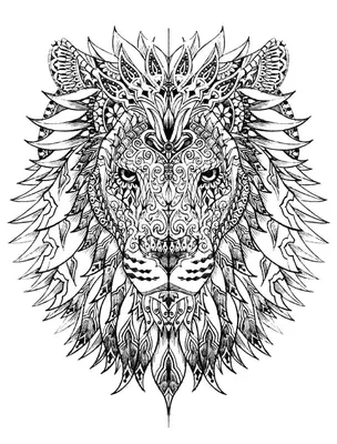 Лев голова - Животные - Раскраски антистресс