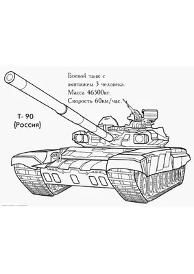 Военная раскраска Танк » Раскраски.рф - распечатать картинки раскраски для  детей бесплатно онлайн!