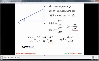 Синус, косинус і тангенс гострого кута прямокутного трикутника - YouTube