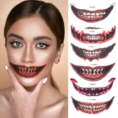 Наклейки на авто виниловые \"Улыбка демона вампира дьявола губы зубы клыки\"  - купить по выгодным ценам в интернет-магазине OZON (1010724763)