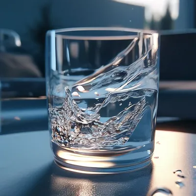 Вода в стакане, на синем фоне :: Стоковая фотография :: Pixel-Shot Studio