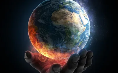 Планета Земля в руке» — создано в Шедевруме