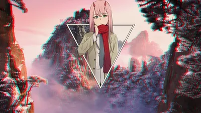 Обои на рабочий стол Zero Two / Зеро Ту из аниме Darling in the FranXX /  Милый во Франксе, обои для рабочего стола, скачать обои, обои бесплатно