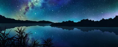 1200x480 Resolution Amazing Starry Night Over Mountains and River 1200x480  Resolution Wallpaper - Wallpapers Den