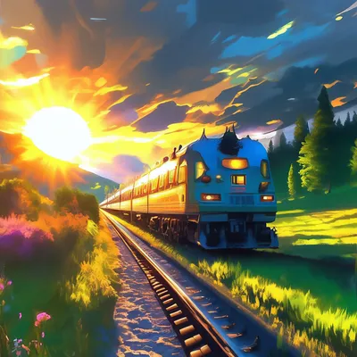 Поезд в никуда красивая природа …» — создано в Шедевруме
