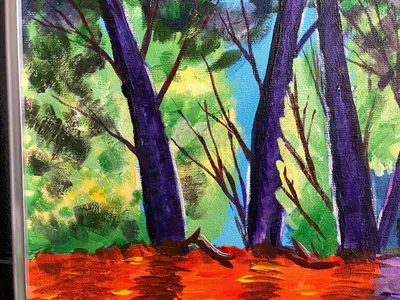 Рисунок акрилом лес - 73 фото