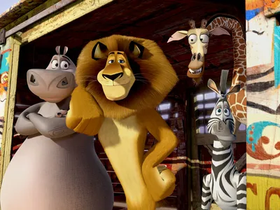 Film Still from Madagascar Alex the Lion, Marty the Zebra, Melman the  Giraffe, Gloria the Hippo