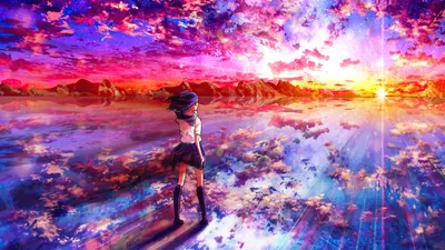 Download wallpaper 1366x768 anime girl, original, dark, minimal, tablet,  laptop, 1366x768 hd background, 8796