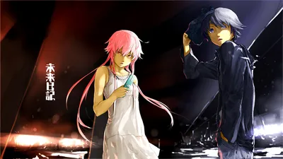 Скачать обои арт, девушка, аниме, mirai nikki, бантики разрешение 640x960  #160394