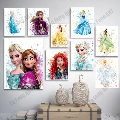 Постер на стену Disney с мультяшными персонажами мультфильмов «Холодное  сердце», Настенная картина Анна, Эльза, печать, украшение для дома, декор  для детской комнаты | AliExpress