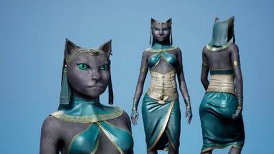 Bastet with red dress – Resonating Crystal Creations