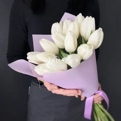 Almaflowers.kz | Букет из белых тюльпанов - купить в Алматы по лучшей цене  с доставкой