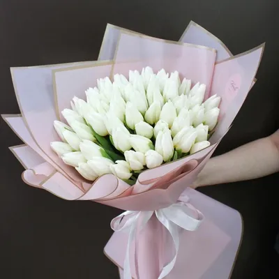 Букет из 15 белых тюльпанов купить в Краснодаре с доставкой