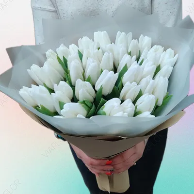 Корзина белых тюльпанов, цветы и подарки в Сочи, купить за 11 700 ₽ | Фото,  отзывы, цены