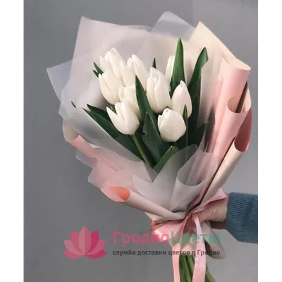 Купить Охапка из белых тюльпанов в оформлении model №847 в Новосибирске
