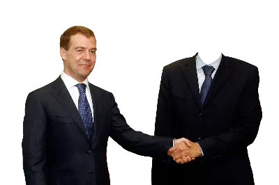 Мужской шаблон без лица для фотошопа за руку с Медведевым