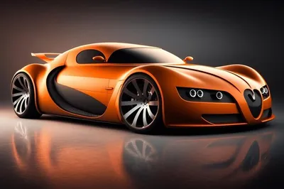 Premium Photo | A orange bugatti veyron car with a black top.