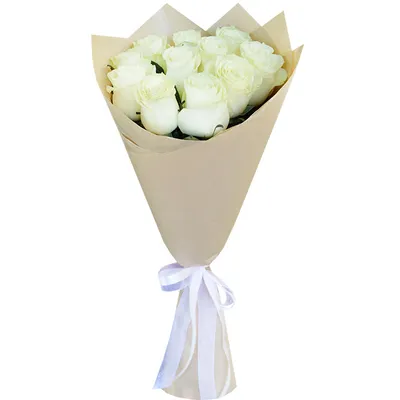 Букет из белых роз с лентой 60см доставка в Липецке | Гелерея Цветов
