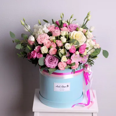 Красивый букет в коробке (52 фото) | Букет, С днем рождения, Розовые розы