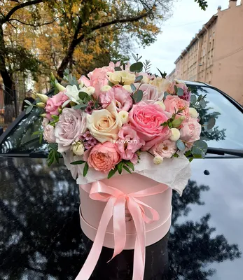 Купить цветы Букет Букет в шляпной коробке ZAKAT lux в интернет магазине в  СПб