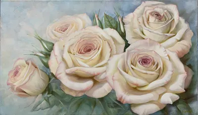 Чайные розы – заказать на Ярмарке Мастеров – IMRCDRU | Картины, Чемал