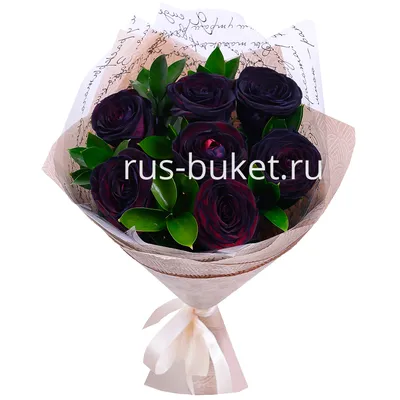 Купить Букет 9 черных роз с оформлением R823 в Москве, цена 5 350 руб.