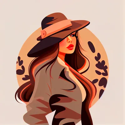 дама в шляпе с красным маком Stock Illustration | Adobe Stock