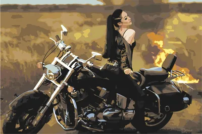 Красивая девушка, мотоцикл» — создано в Шедевруме