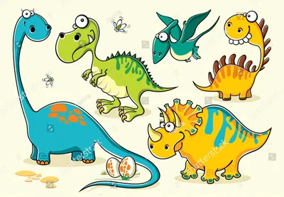 Забавный мультяшные динозавры с большими глазами ArtWall