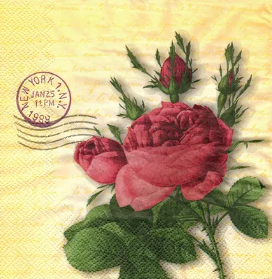 Салфетка для декупажа \"Лиловые розы\" — купить в интернет-магазине в Москве  по цене 15 руб.